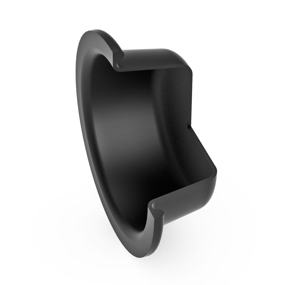3D-Darstellung eines Querschnitts einer Rollmembran in schwarz